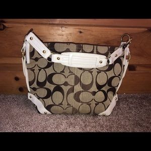 Tan Coach monogram Handbag